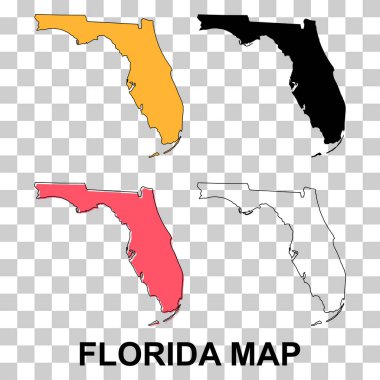 Florida haritası seti, Amerika Birleşik Devletleri. Düz konsept vektör çizimi .