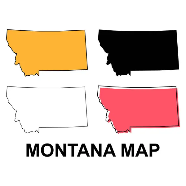 Set Montana Map United States America Flat Concept Icon Symbol — Stock Vector