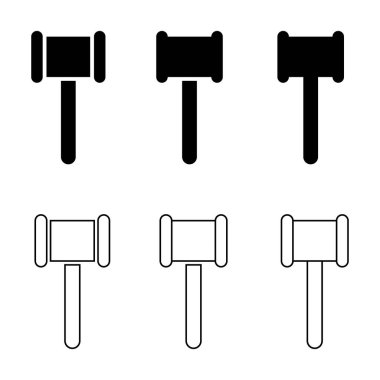 Yargıç çekiç simgesi, açık artırma sembolü, vektör illüstrasyon düğmesi. .