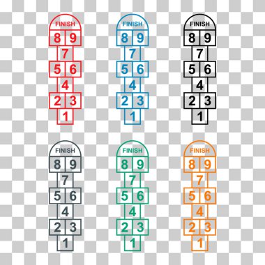 Seksek açık hava ikonu seti, eğlenceli oyun aktif oyun çocuğu, sokak vektör illüstrasyonu .