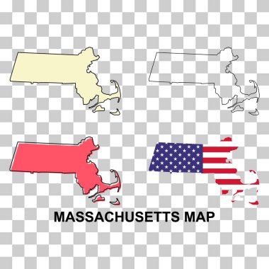 Massachusetts haritası, Amerika Birleşik Devletleri. Düz konsept vektör çizimi .