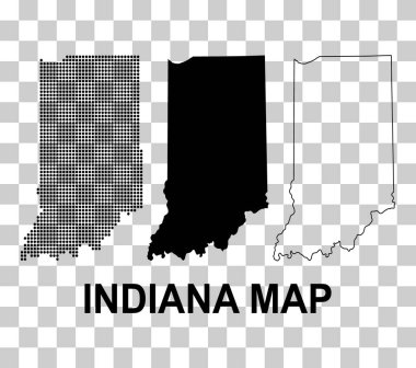 Indiana haritası seti, Amerika Birleşik Devletleri. Düz konsept vektör çizimi .