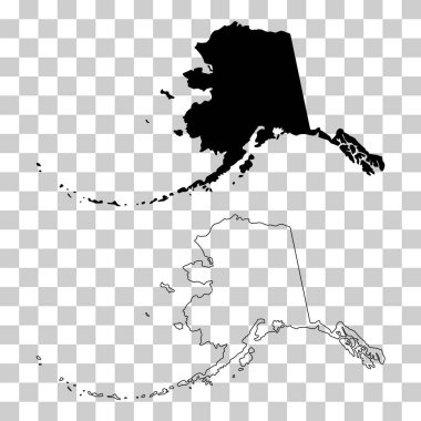 Alaska haritası seti, Amerika Birleşik Devletleri. Düz konsept vektör çizimi .