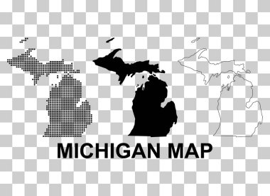 Michigan haritası seti, Amerika Birleşik Devletleri. Düz konsept vektör çizimi .