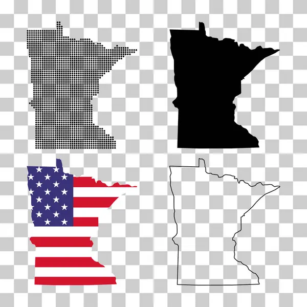 Conjunto Mapa Minnesota Estados Unidos América Ilustração Vetorial Símbolo Conceito Vetores De Stock Royalty-Free