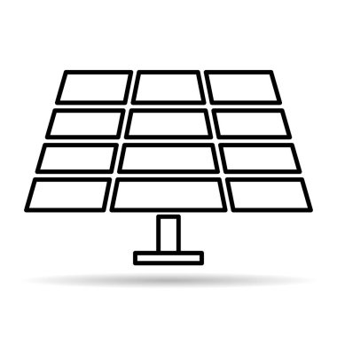 Güneş paneli gölge simgesi, yeşil güç teknolojisi, ekoloji alternatif enerji vektörü illüstrasyonu .