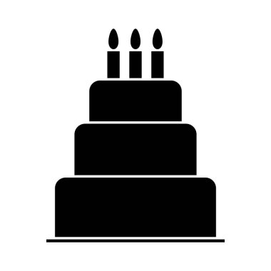 Tatlı pasta ikonu, pastane tatlı besin sembolü, mutlu yıllar grafik vektör çizimi .