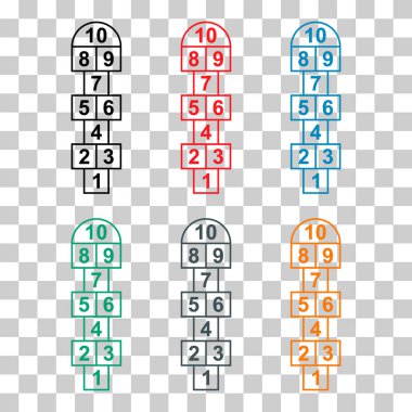 Seksek açık hava ikonu seti, eğlenceli oyun aktif oyun çocuğu, sokak vektör illüstrasyonu .