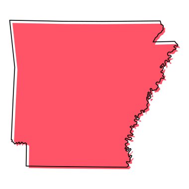 Arkansas haritası şekli, Amerika Birleşik Devletleri. Düz konsept simge vektör çizimi .