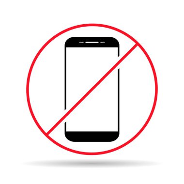 Mobil yasaklanmış gölge simgesi, kullanım dışı telefon işareti, akıllı telefon etiketi çizimini yasakla .