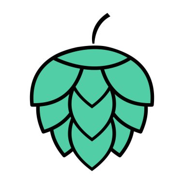 Sekme ikonu bira koni yaprağı işareti, bar bitkisi tasarımı, doğa tohumu illüstrasyonu .