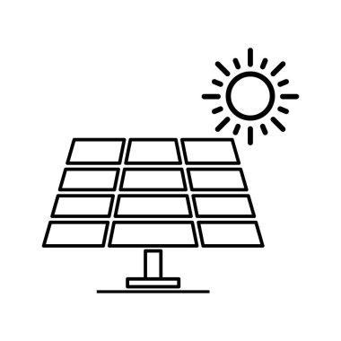 Güneş paneli simgesi, yeşil enerji teknolojisi, ekoloji alternatif enerji vektörü illüstrasyonu .