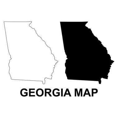 Georgia haritası seti, Amerika Birleşik Devletleri. Düz konsept vektör çizimi .