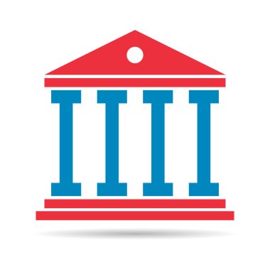 Üniversite mimarisi gölge simgesi, müze Roma sembolü, düz tasarım vektör illüstrasyonu .