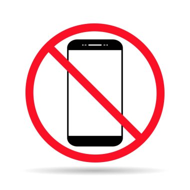 Mobil yasaklanmış gölge simgesi, kullanım dışı telefon işareti, akıllı telefon etiketi çizimini yasakla .