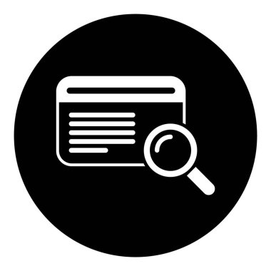 Arama sonuç simgesi, araştırma veri raporu işareti, kontrol analizi vektör illüstrasyonu .