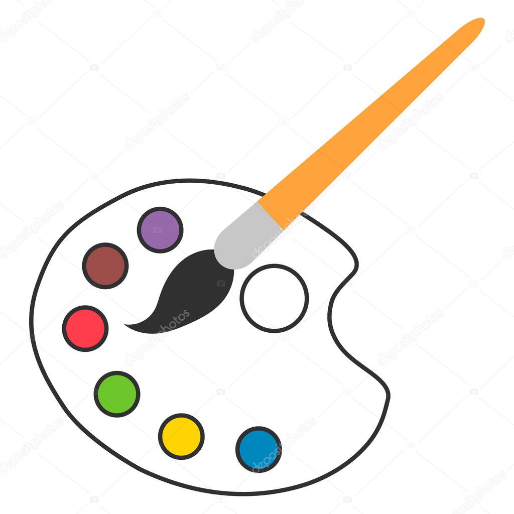 Flat art tool palette with paints color, artist web design graphic vector illustration .