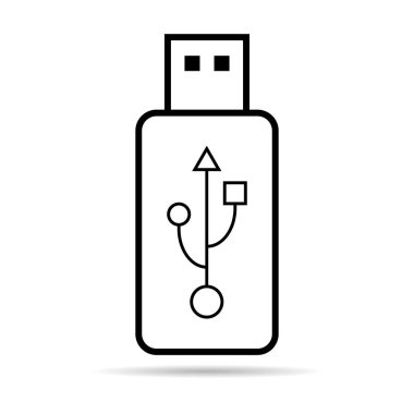 Gölgeli USB simge teknolojisi, bağlantı aygıtı işareti, elektronik taşınabilir sembol, vektör illüstrasyon ortamı .