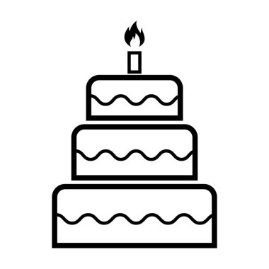 Tatlı pasta ikonu, pastane tatlı besin sembolü, mutlu yıllar grafik vektör çizimi .