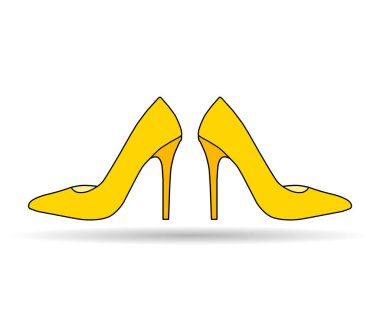 Yüksek topuklu çift gölge ikonu, ayakkabı stili işareti, zarif kadın sembolü illüstrasyon .