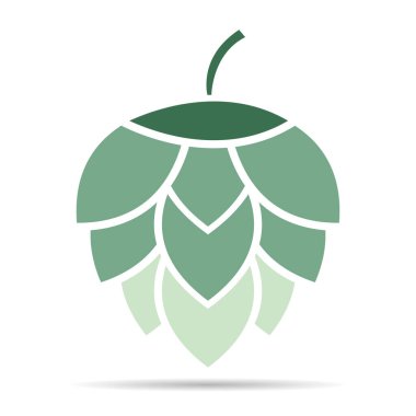 Sekme ikonu bira gölgesi koni yaprağı işareti, bar bitkisi tasarımı, doğa tohumu illüstrasyonu .