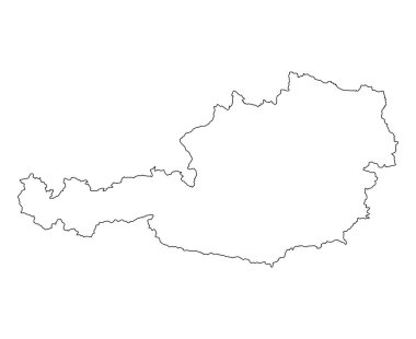 Avusturya harita sembolü şekli, seyahat ağı düz konsept vektör gösterimi .