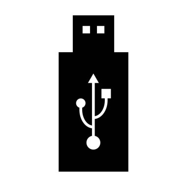 USB simge teknolojisi, bağlantı aygıtı işareti, elektronik taşınabilir sembol, vektör illüstrasyon ortamı .