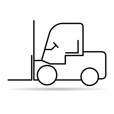 Forklift taşıma simgesi gölgesi, endüstri aracı makine sembolü, çatal kamyon depo vektör çizimi .