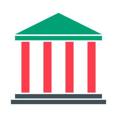 Building university architecture icon, museum roman symbol, flat design vector illustration .