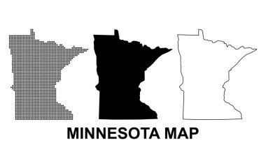 Minnesota haritası seti, Amerika Birleşik Devletleri. Düz konsept vektör çizimi .