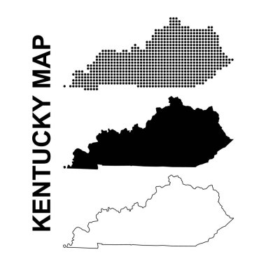 Kentucky haritası seti, Amerika Birleşik Devletleri. Düz konsept vektör çizimi .