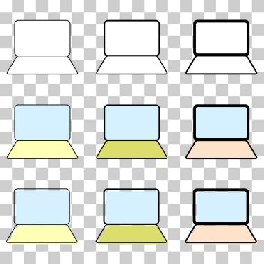 Dizüstü bilgisayarın düz web simgesi, dizüstü bilgisayar teknolojisi sembolü, boş ekran vektör illüstrasyonu .