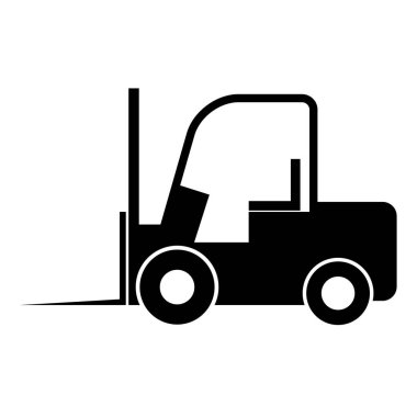Forklift taşıma simgesi, endüstri aracı makine sembolü, çatal kamyon depo vektör illüstrasyonu .