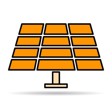 Güneş paneli gölge simgesi, yeşil güç teknolojisi, ekoloji alternatif enerji vektörü illüstrasyonu .