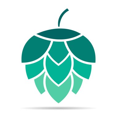 Sekme ikonu bira gölgesi koni yaprağı işareti, bar bitkisi tasarımı, doğa tohumu illüstrasyonu .