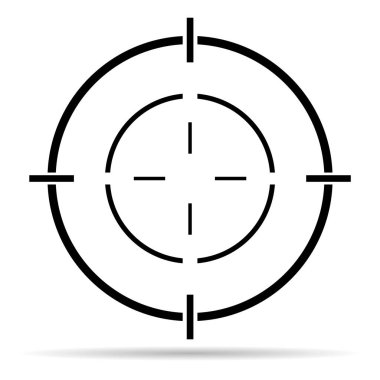 Crosshair ordusu hedef gölge simgesi, çapraz işaret işareti, grafik vektör illüstrasyonu .