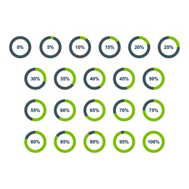Bilgi yuvarlak diyagramı simgesi kümesi, bilgi turtası tasarımı, pazarlama vektör illüstrasyonu .