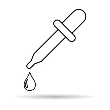 Damlatan sıvı gölge simgesi, ilaç sağlık aracı web sembolü, test sıvısı tasarım vektörü illüstrasyonu .