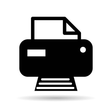 Yazıcı belgesi web gölge simgesi, yazdırma makinesi teknolojisi düz işaret gösterimi .