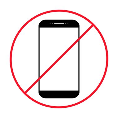 Cep telefonu yasaklanmış simge, kullanım dışı telefon işareti, akıllı telefon etiketi illüstrasyonunu yasakla .