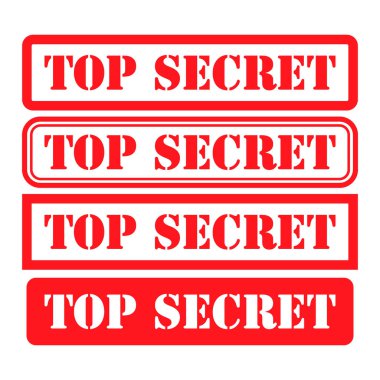 Çok gizli pul sembolü seti, etiket işareti düğmesi, metin sancak vektör illüstrasyonu .