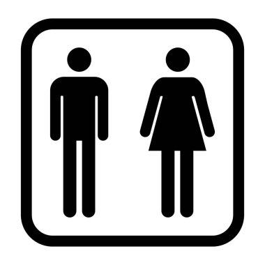 Tuvalet kadınları ve erkekler WC sembolü, düz web düğmesi, tuvalet vektör illüstrasyon bilgileri .