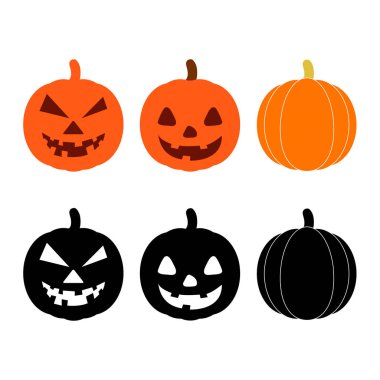 Set of Pumpkin Halloween icon vector. October celebration flat silhouette illustration design .