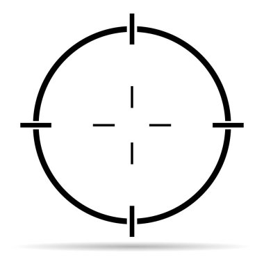 Crosshair ordusu hedef gölge simgesi, çapraz işaret işareti, grafik vektör illüstrasyonu .