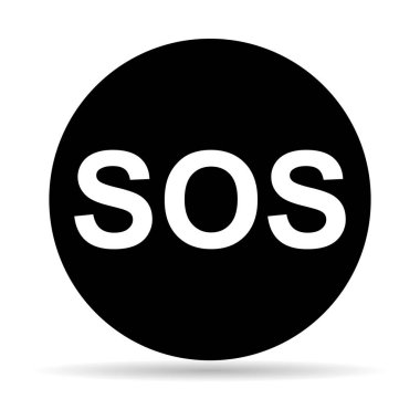 SOS gölge simgesi, güvenlik desteği uyarı tasarımı, vektör illüstrasyonunu kaydet .