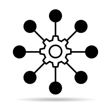 Çok kanallı dijital tasarım gölge simgesi, omnichannel düz web sembolü, İnternet vektör illüstrasyonu .