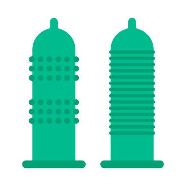 Prezervatif simgesi seti, sağlık koruma kauçuk sembolü, önleme ağ tasarım vektör illüstrasyonu .