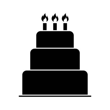 Tatlı pasta ikonu, pastane tatlı besin sembolü, mutlu yıllar grafik vektör çizimi .