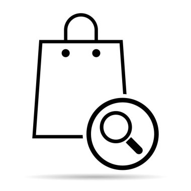 Alışveriş poşeti çizgisi gölge simgesi, süpermarket kağıdı plastik paket işareti, eco mağaza vektörü .