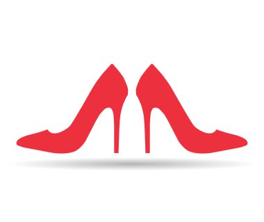 Yüksek topuklu çift gölge ikonu, ayakkabı stili işareti, zarif kadın sembolü illüstrasyon .